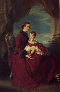 Franz Xaver Winterhalter The Empress Eugenie Holding Louis Napoleon, the Prince Imperial on her Knees oil on canvas